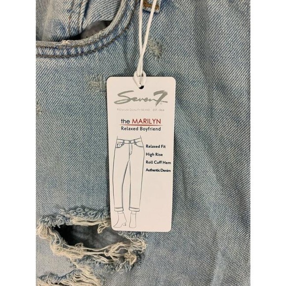 7 For All Mankind Blue Marilyn The Relaxed Boyfriend Cut Jeans - Picture 2 of 3